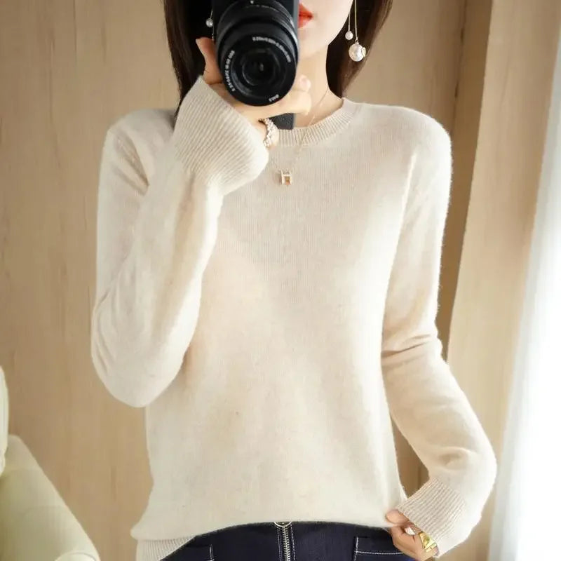 2024 Women Sweater Spring Autumn Long Sleeve O-neck Pullovers Warm Bottoming Shirts Korean Fashion Sweater Knitwear Soft Jumpers