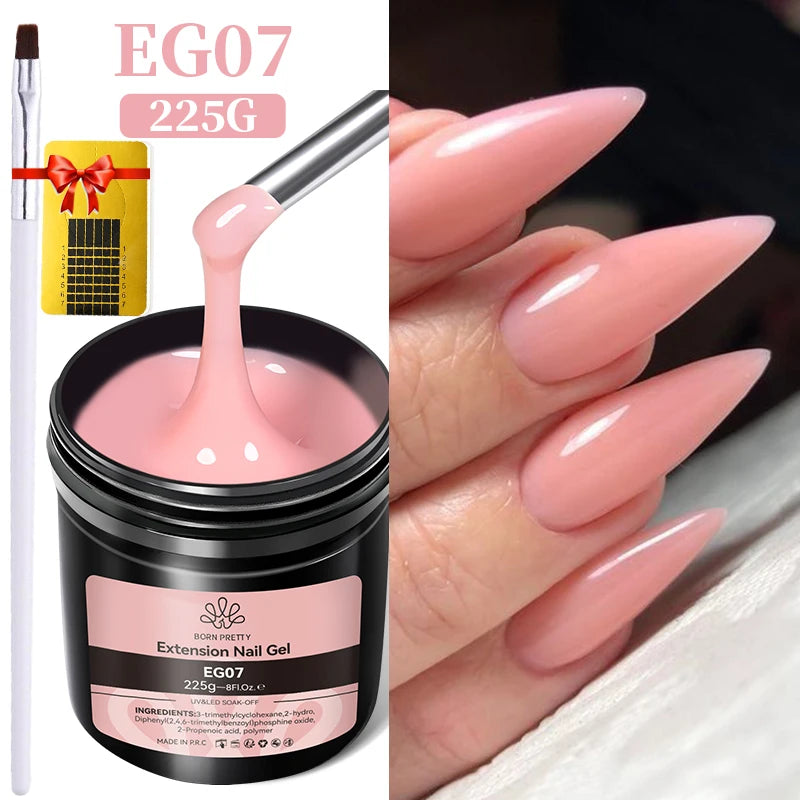 BORN PRETTY Clear 225g Jelly Extension Nail Gel Polish Milky White Camouflage Hard Gel Acrylic Nail Art Vernis Semi Permanent