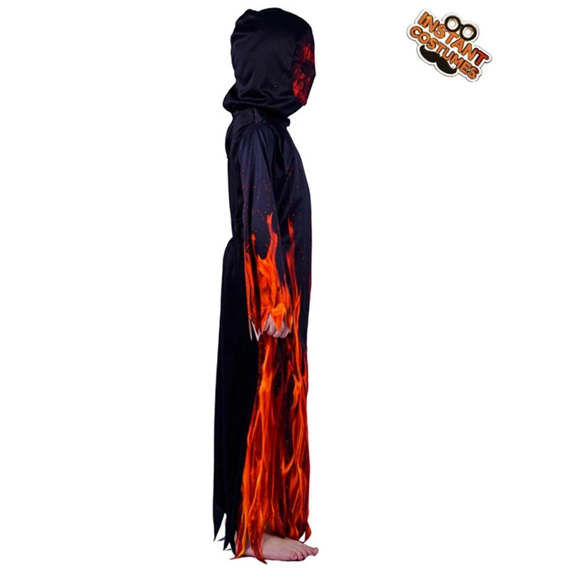 Halloween Fire Flame Devil Costume Kids for Boys Clothing Cosplay Fancy Dress Up Demon Robe Purim Children Suit