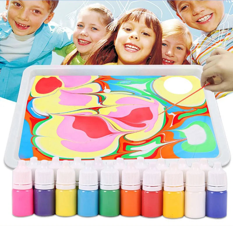 Water Marbling Paint Set DIY Craft Kits Art Set Water-Based Art Paint Creative Toys Holiday Gifts For Kids Girls 6/12/24 Colors