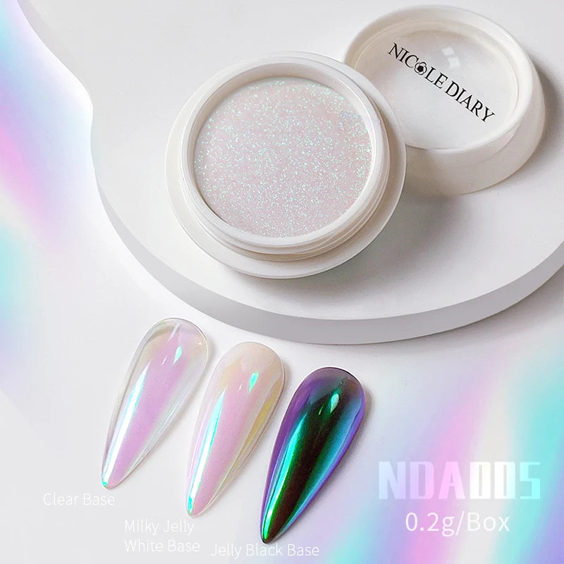 NICOLE DIARY Nail Powder Pigment Pearl White Rubbing on Nail Art Glitter Dust Chrome Aurora Manicure  Decoration DIY