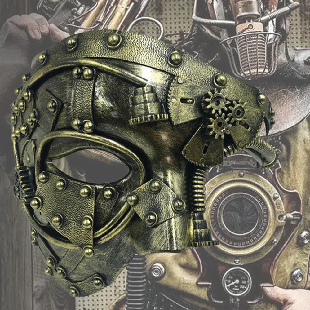 Halloween Mechanical Gear Steampunk Phantom Masquerade Cosplay Mask Half Face Costume Carnival Masquerade Party Dress Up Props