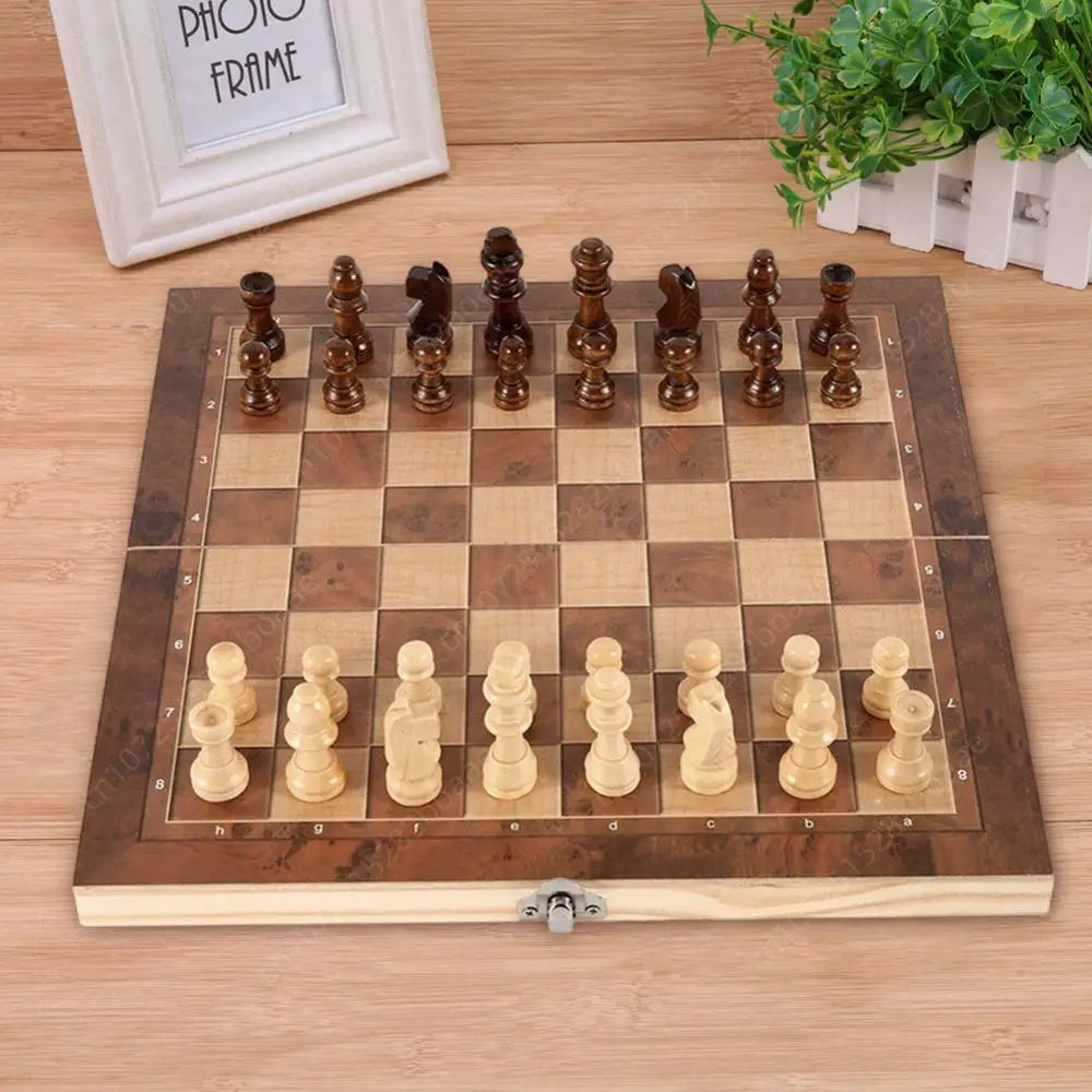 Chess Game Board Folding Storage Wooden Chess Board Sets Exquisite Chess Set Chess and Checkers Game Set Travel Chess Sets