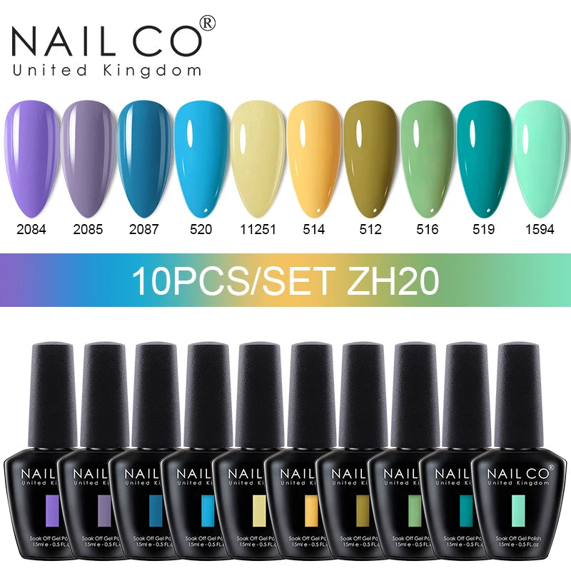 NAILCO 15ml 10/20pcs Gel Nail Polish Set Spring Summer Color UV Gel Nail Art All For Manicure  Gel Paint For DIY Professionals