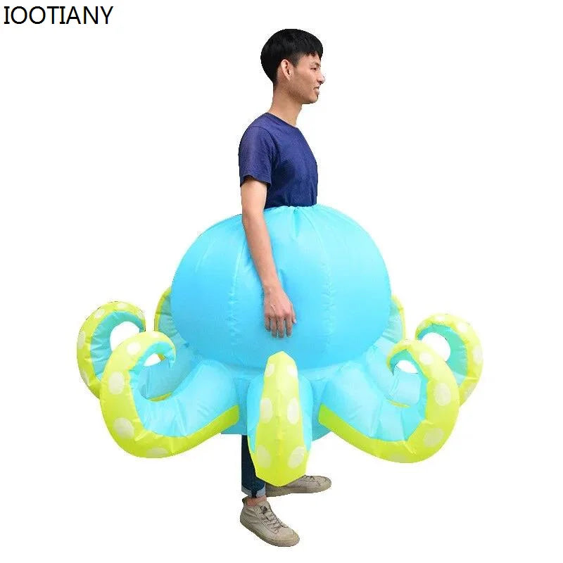 Men Women Animal Inflatable Costume Octopus Performance Props Shark Air Blow Suit Halloween Inflatable Mascot Stage Party Outfit