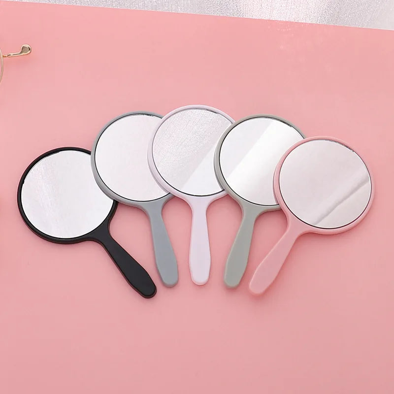 1PC Handheld Makeup Mirror Round Makeup Vanity Mirror with Handle Hand  Compact Mirror Cosmetic Mirror for Women