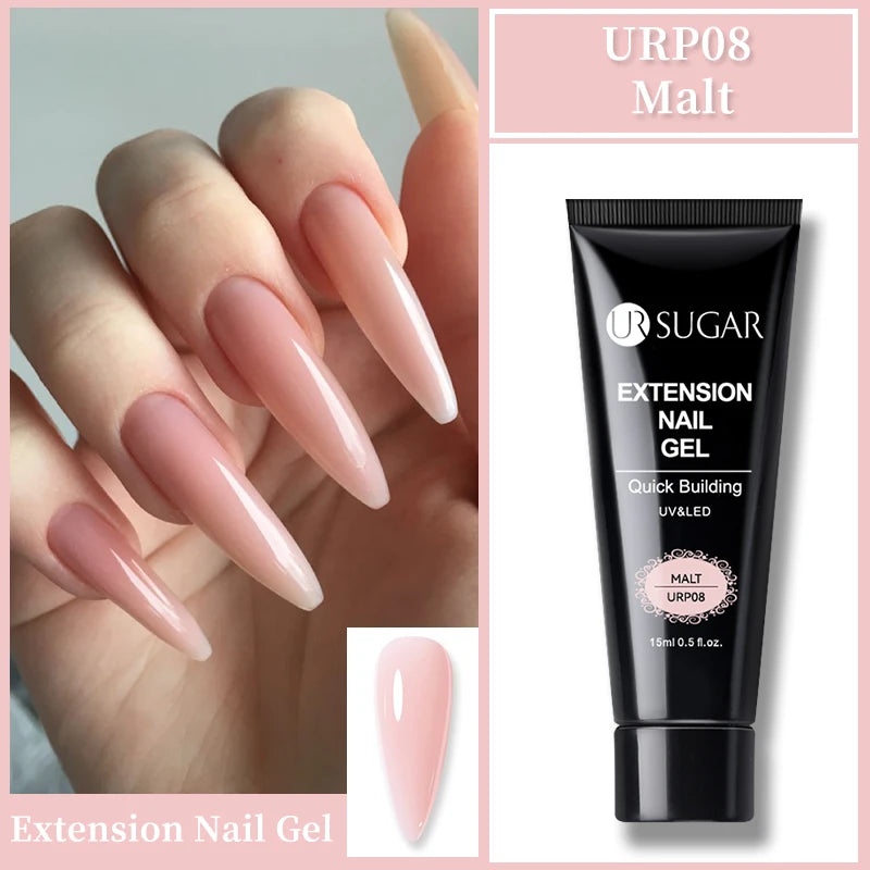 UR SUGAR 15ml Nude Pink Quick Extension Nial Gel Milky Jelly White Nail Gel Polish Semi Permanent Varnish UV LED Extension Gel