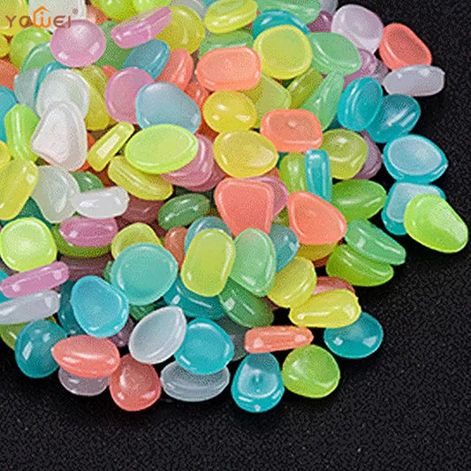 100pcs Garden Decor Luminous Stones Glow In The Dark Decorative Pebbles Outdoor Fish Tank Decoration Aquarium Accessories