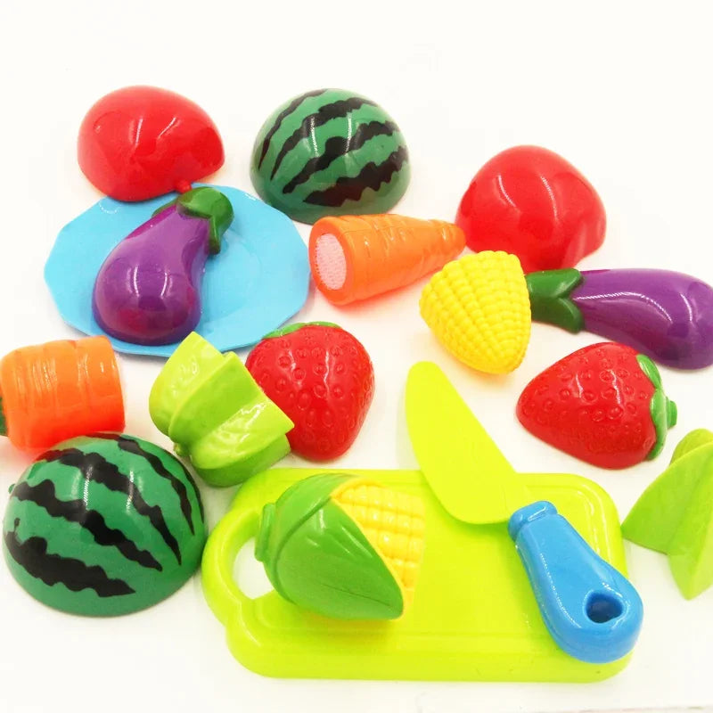 Drop Shipping 10PC /Set Plastic Kitchen Toy Fruit Vegetable Cutting Kids Pretend Play Toy Educational Cook Cosplay Kitchen Toys