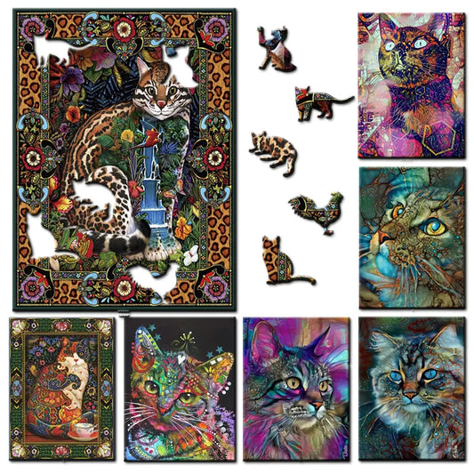 Adults Animal Wooden Puzzle Cat  Wooden Jigsaw Puzzle Wood Jigsaw Puzzle Educational Toys for Kids Adults  Baby Toys