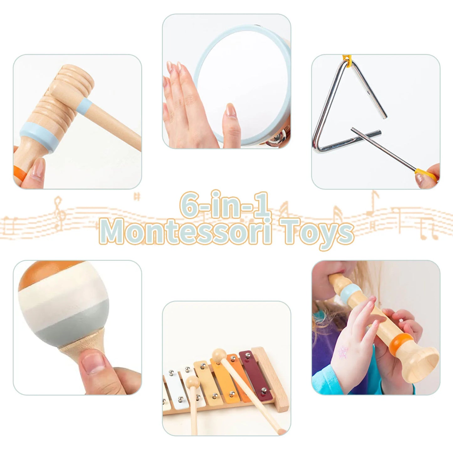 Kids Musical Instruments for Toddlers Wooden Toys Music Enlightenment Percussion Toys Xylophone Drum Sensory Toys For Baby