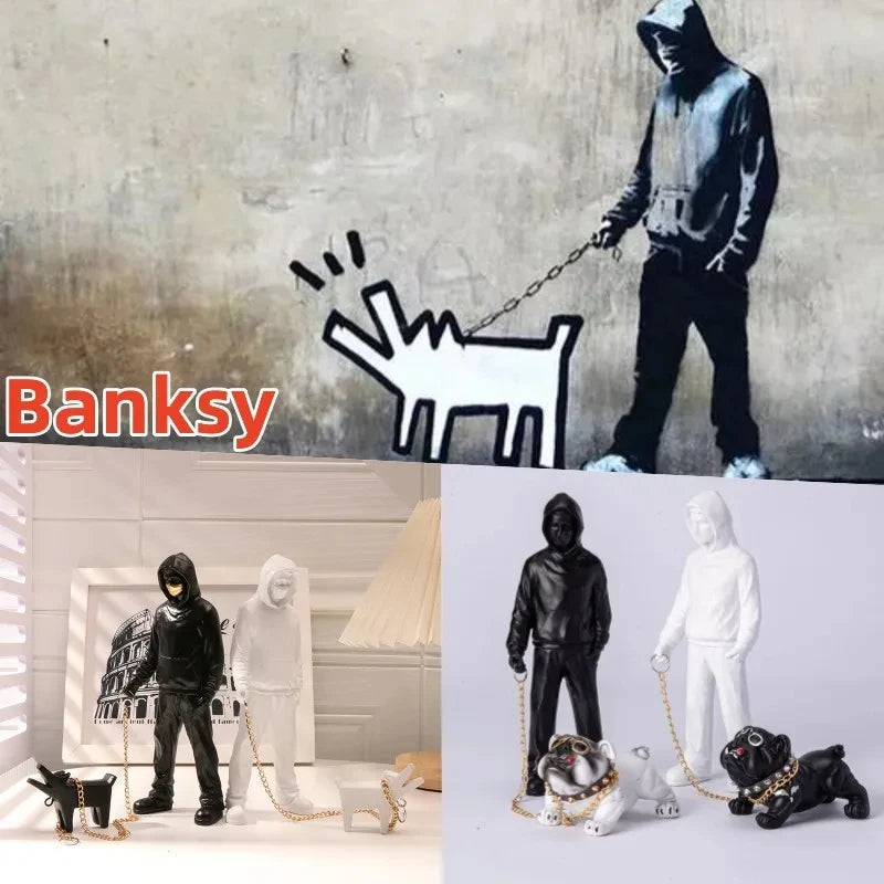 Banksy Sculpture Collection Flower Thrower Statue Pop Art Modern Balloon Girl Figurine Office Home Decoration Accessories Street