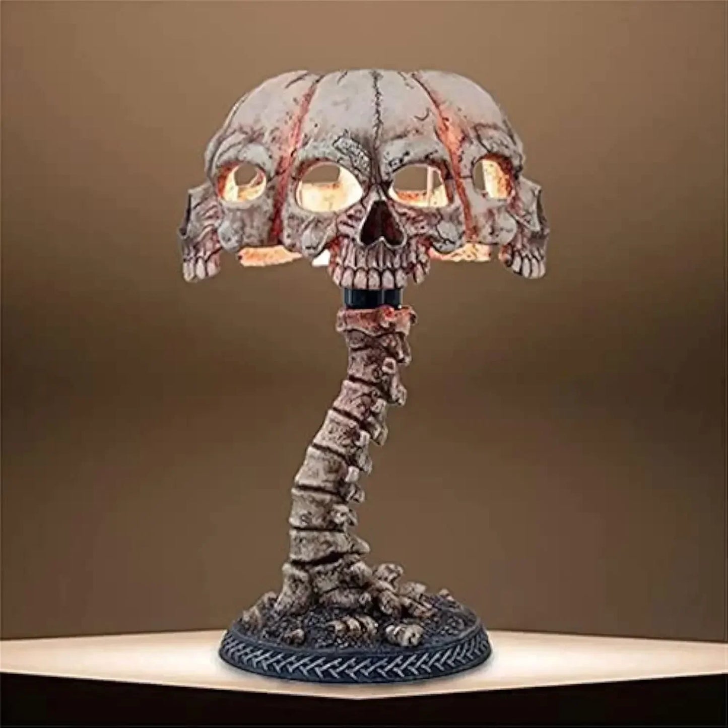 Halloween 3D Gothic Skull Table Lamp Skeleton Desktop Light Spooky 4 Head Resin Night Decorative Light Party Home Ornament Gifts