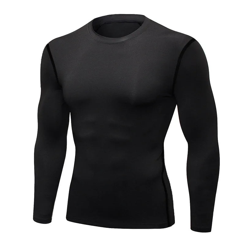 1pcs Men's Long-sleeved Thermal Underwear Male Thin Tight Fitting Fast Dry Elastic Fitness Tops Man Autumn Winter Sprots Wear