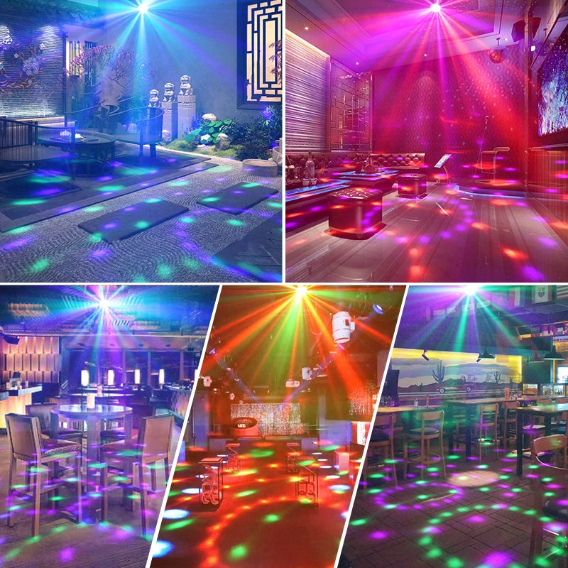 LED Party Stage Lights Disco Ball Sound With Remote Control Dance Rotating Magic Atmosphere Lamp Party Club DJ Show Lamp