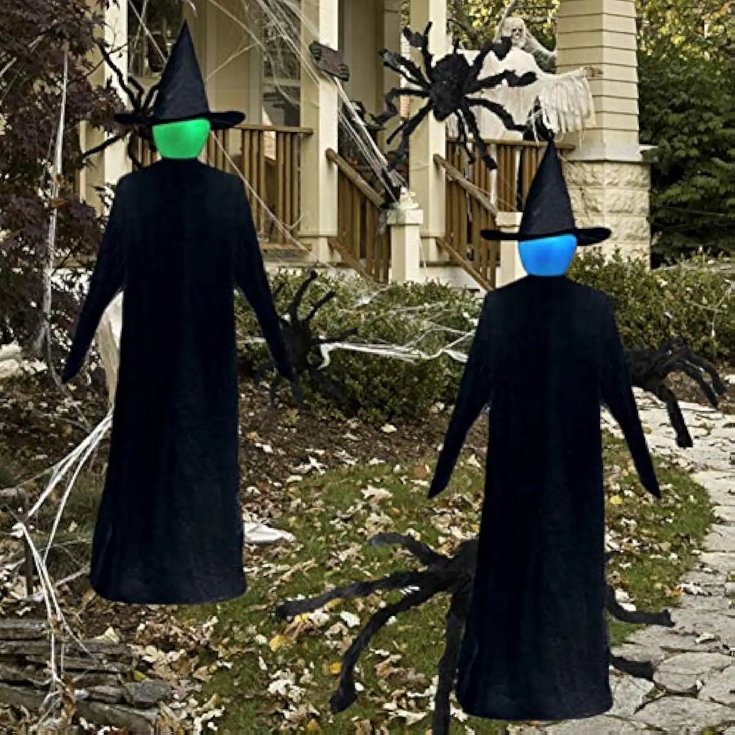 1pc Halloween Witches Stakes Glowing Faceless Sound-Activated Scary Witch Light-Up Life Size Outdoor Yard Party Decoration Props