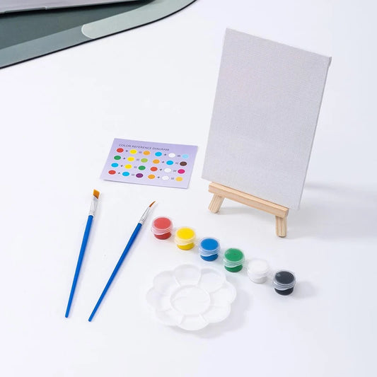 Bview Art 8*15cm oil painting board Children's coloring set Mini DIY hand-painted with easel paint brushes