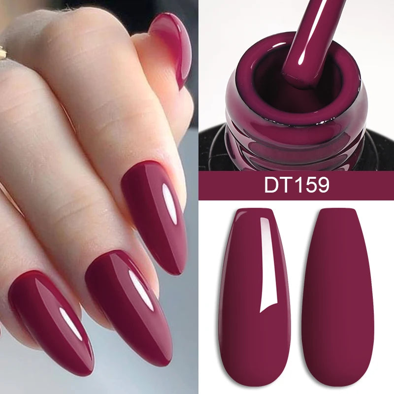 MEET ACROSS 7ml Dark Red Gel Nail Polish Nail Art Gel Burgundy Aunt Red Winter Semi-Permanent Long-Lasting Varnish Manicure