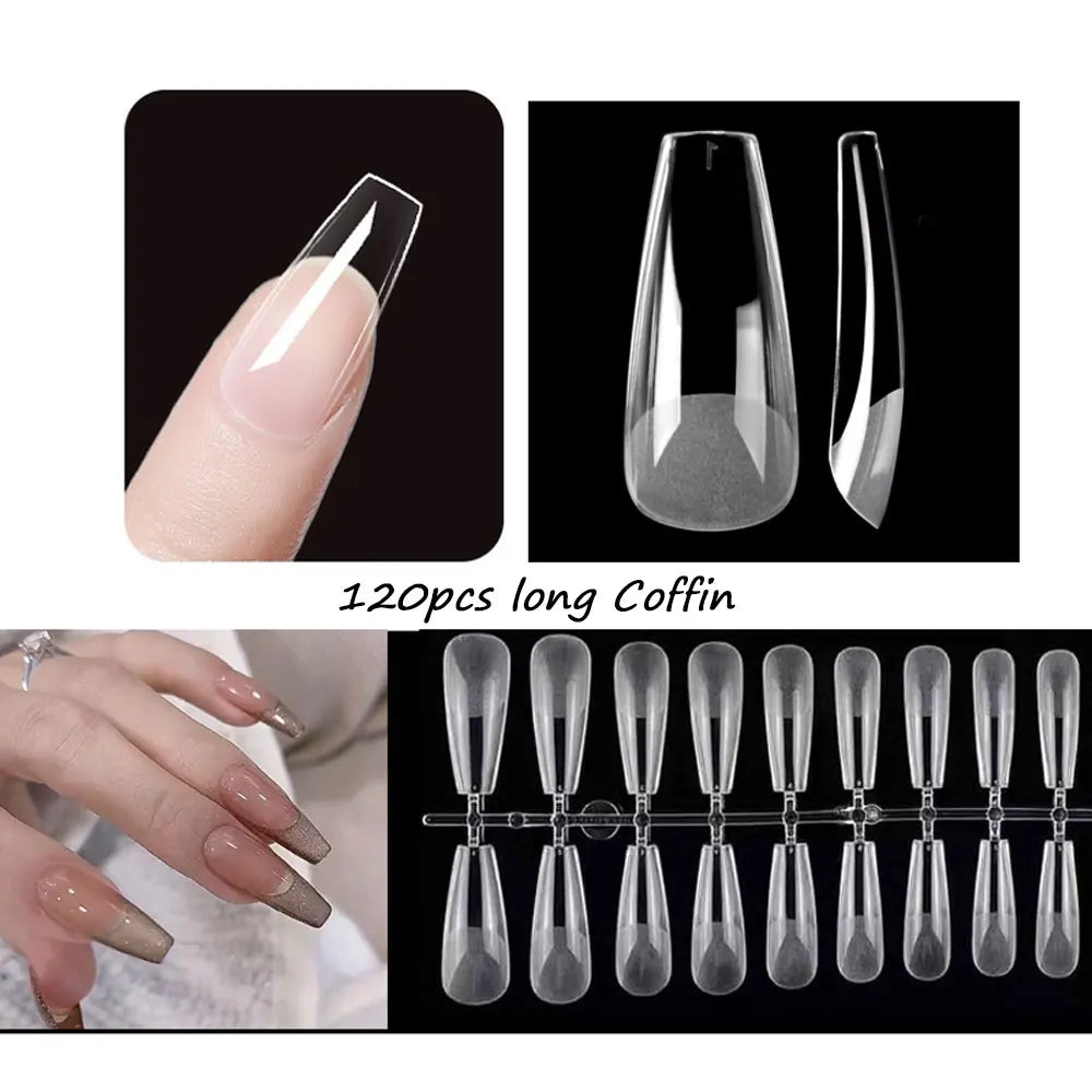 120pcs/bag Matte Press On Nail Tips Soft Full Cover False Nails Oval Almond Sculpted Fake Nail