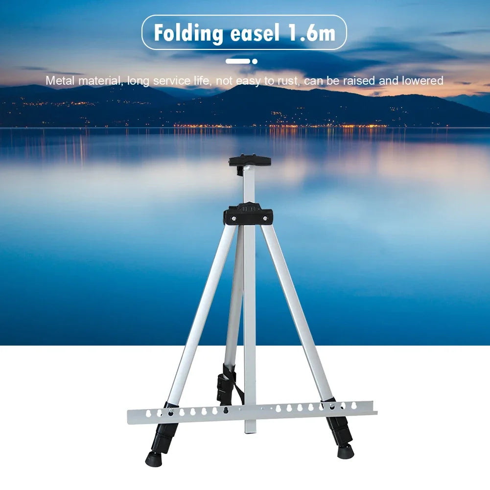 1.6m Tripod Display Rack Telescopic Folding Portable Travel Painting Easel Shelf