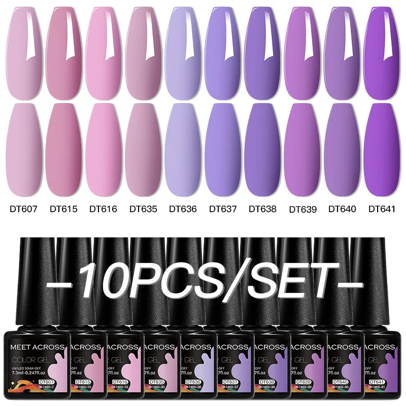 10Pcs Gel Nail Polish Set Macaron Color Semi Permanent UV Gel Varnish For Summer Long Lasting Manicure Kit Soak Off Nail Supplie