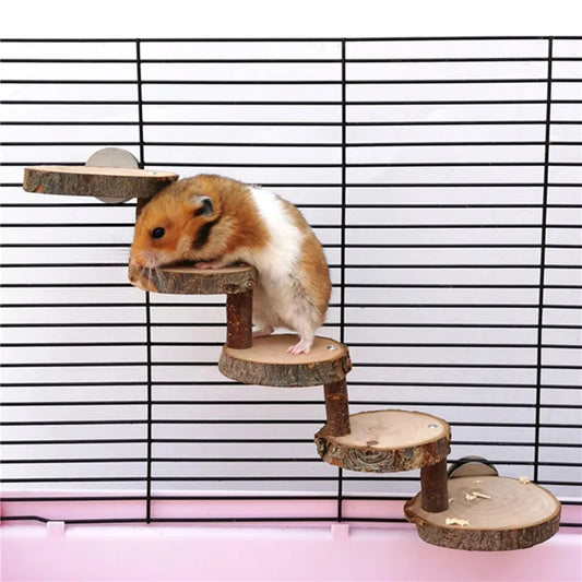 Hamster Wooden Ladder Toy Climbing Stairs Birds Parrot Exercise Perches Stand Platform Teeth Care Molar Toys Cage Accessories