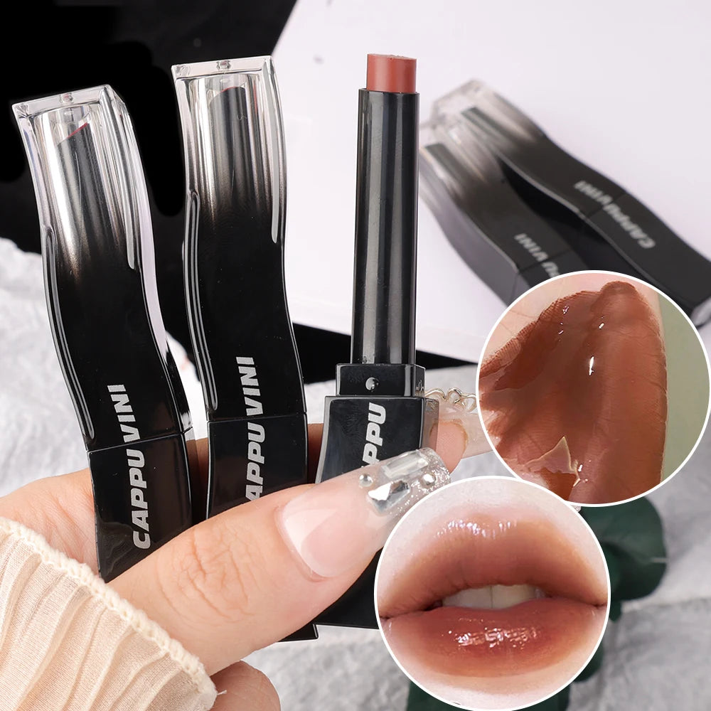 Clear Lip Glaze Jelly Mirror Nude Brown Lipstick Long Lasting Moisturizing Waterproof Non-stick Cup Transparent Lip Gloss Makeup