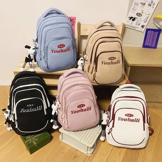 New school backpack, high-quality 17.7 inch large capacity waterproof travel bag, fashionable men's campus backpack