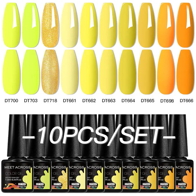 10Pcs Gel Nail Polish Set Macaron Color Semi Permanent UV Gel Varnish For Summer Long Lasting Manicure Kit Soak Off Nail Supplie