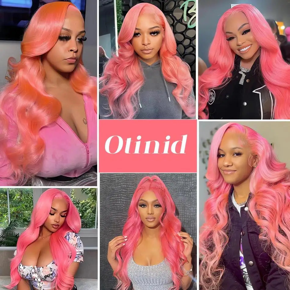 Pink Body Wave Wigs Colored HD Lace Frontal Wig 13x6 13x4 Brazilian Transparent 30 38 Inch Human Hair For Women Lace Front Wigs