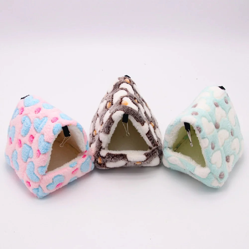 Heart Plush Pet Hamster Nest for Birds House Warm Comfortable Winter Parrot Hammock Cave Cage Hut Tent Pet Bird Cage Accessories