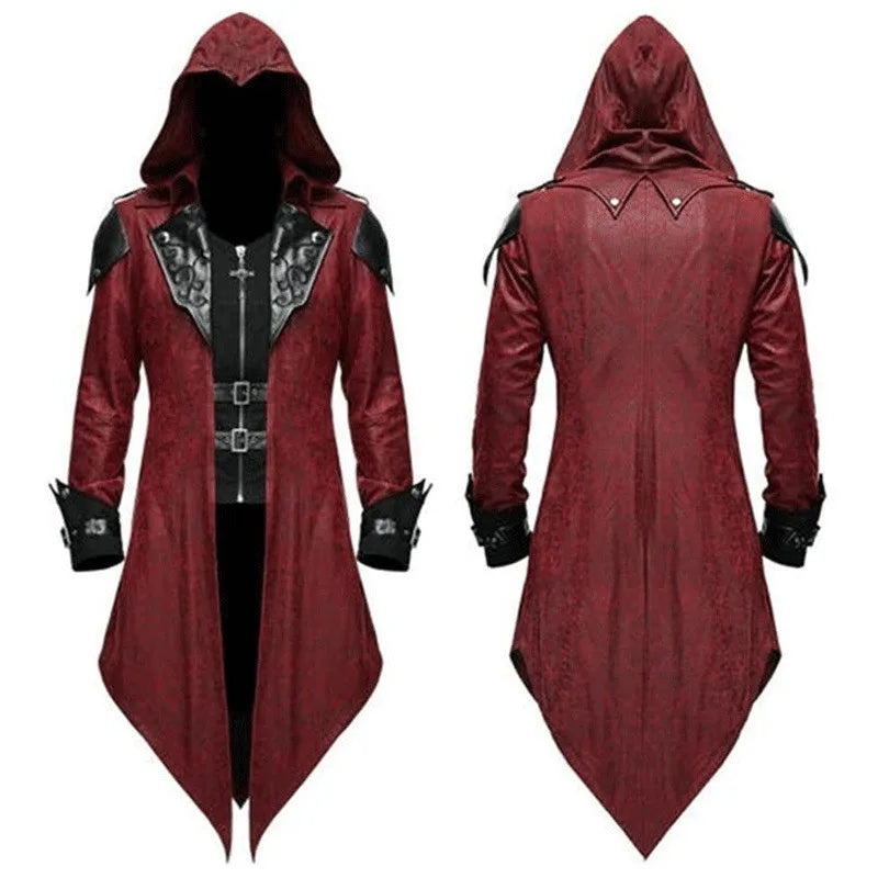 New European and American Medieval Halloween Retro Stitching Coat Male Gothic Dark Costume