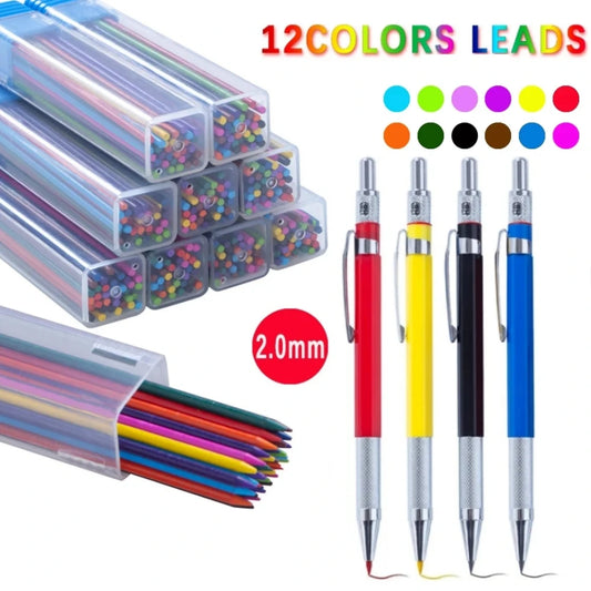 2.0MM Metal Mechanical Pencil with lead Art Drawing Design Automatic Drawing Special Pencil Student Office School Supplies