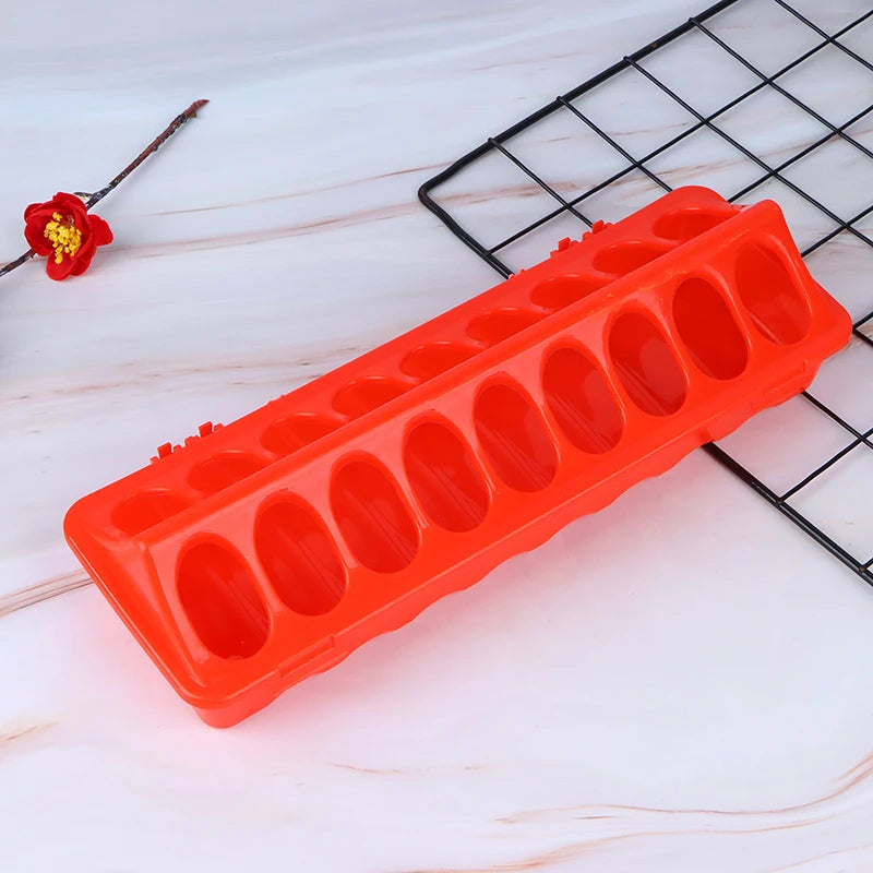 1 Pc Double Row 12/18 Holes Poultry Ground Feeder Plastic Clamshell Feeding Chicken Groove Farm Breeding Supplies