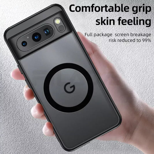 For Google Pixel 8 7 Pro 7A Case Magnetic Wireless Charging Translucent Frosted Shockproof Bumper Hard Plastic Cover Accessories