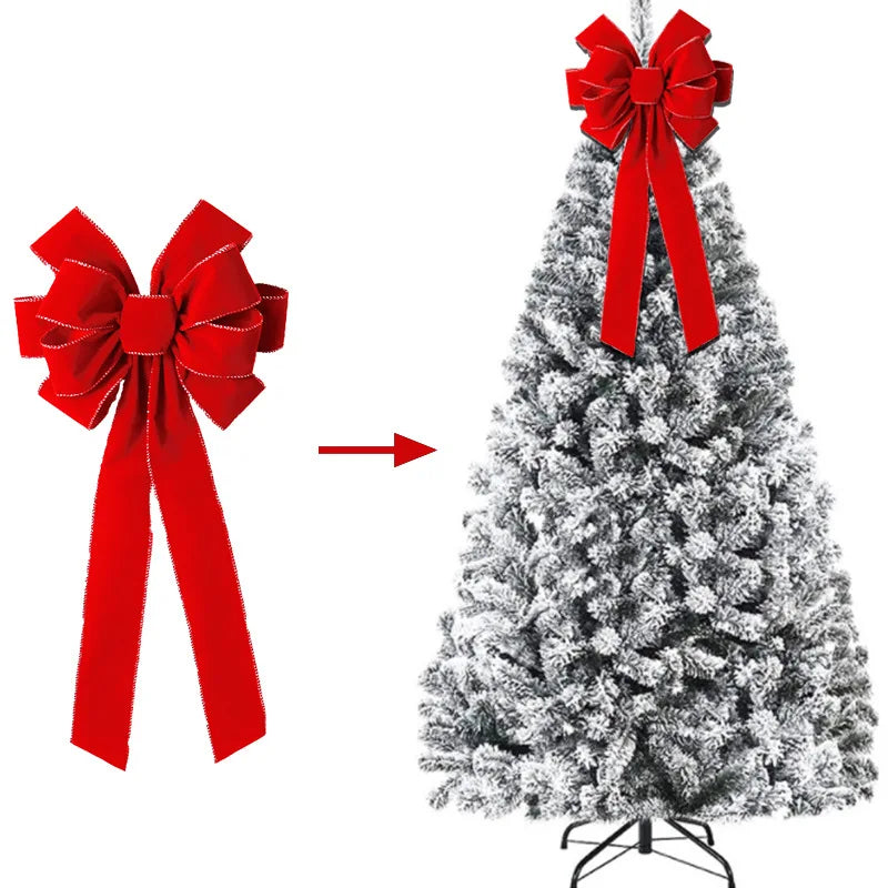 Red Christmas Bows Outdoor Decorations,Large Christmas Tree Topper Bow with Glitter Gold Edge for Xmas Home Front Door Decor