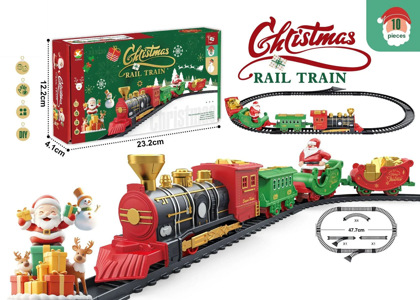 Track Cars Toys Christmas Gifts Electric Toy Train Set Children's Railway Locomotive Classic Steam Trains Car Vehicle Models Kid