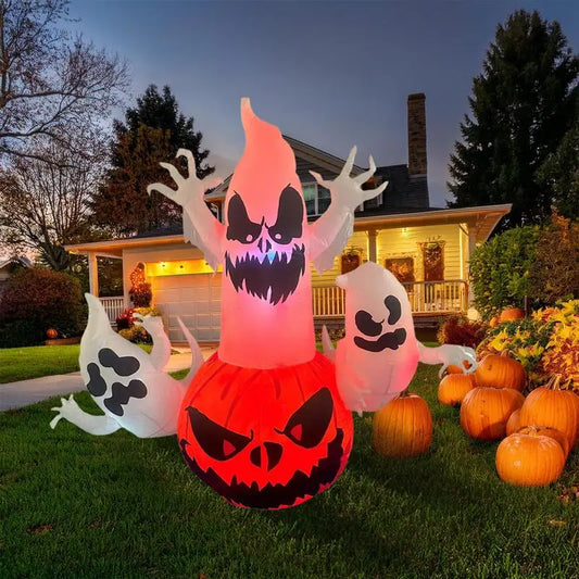 Halloween Inflatable Pumpkin Balloon Blow Up Film Ghost Decoration Yard Decorations Clearance With Build-In Leds For Balcony