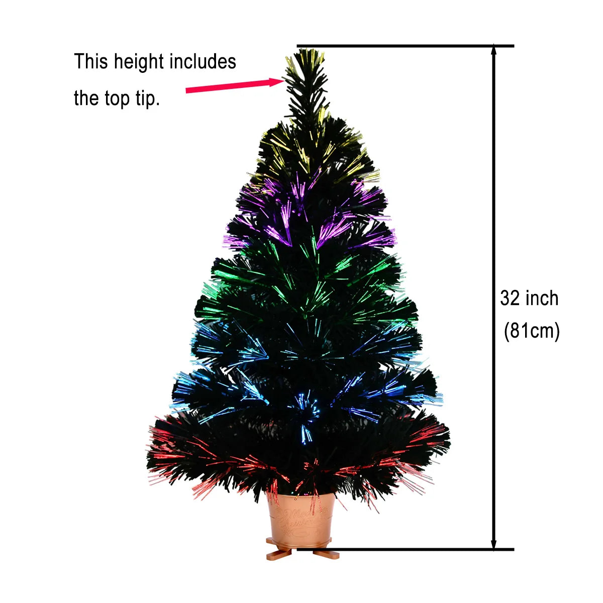 Green Pre-lit Mini Fiber Optic Tabletop Christmas Tree with 5-Layers Control LED Lights, Tabletop Xmas Table Top, 32 Inch