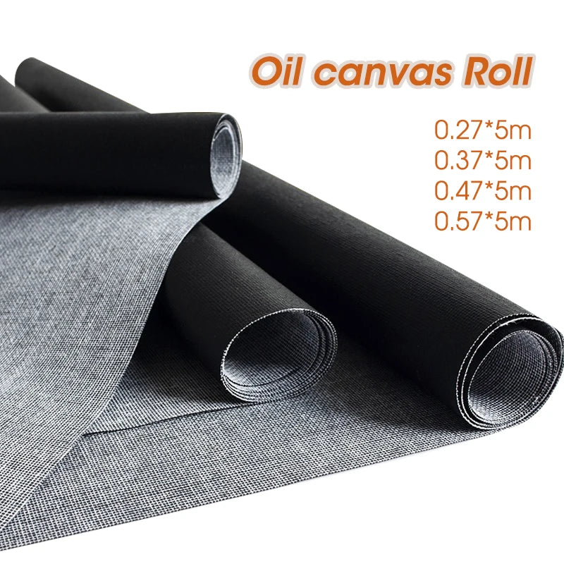 5M Black Oil Canvas Roll,Specialized Suitable for Oil Painting,Acrylic Pigments,Art Supplies,30cm,37cm,47cm,57cm Wide,HB-15