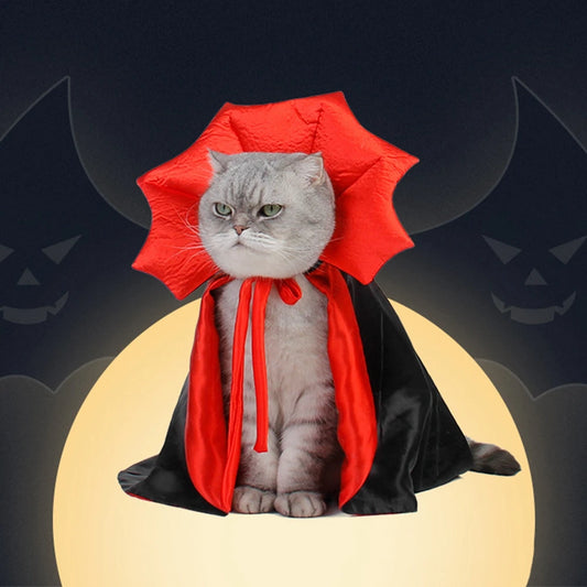 Pet Halloween Transform Cape Cat Funny Horn Cape Cosy Jacket Cape Cute Cosplay Clothes Dog Holiday Party Decoration Costumes