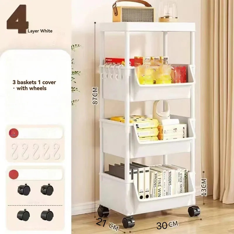 Kitchen Corner Storage Rack Narrow Slit Storage Cabinet Bathroom Living Room Home Organizer Mobile Bookshelf Floor Storage Rack