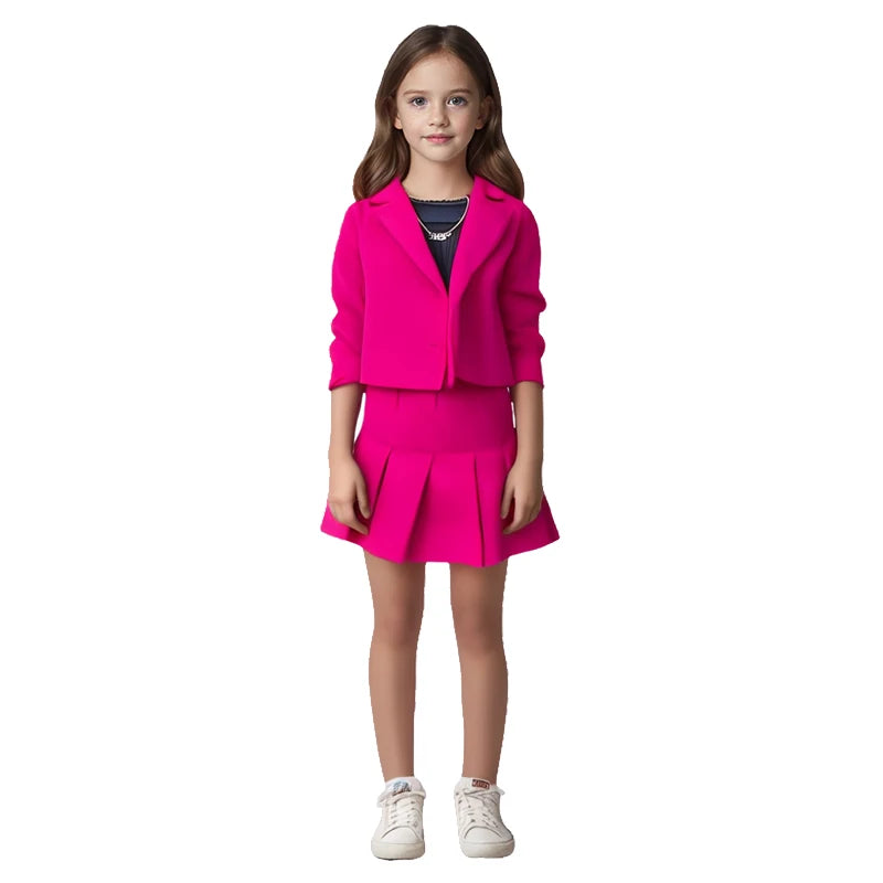 Children's Clothing Long Sleeve Jacket &  Miniskirt Suit For Girls Autumn 2Pcs Sets For Kids Clothes Girls From 2 to 8 Years Old