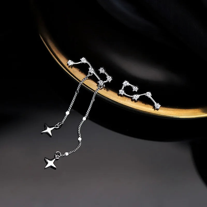 Asymmetry Shiny Zircon Big Dipper Earring Exquisite Personality Constellation Star Earring For Girl Fashion Jewelry Accessories