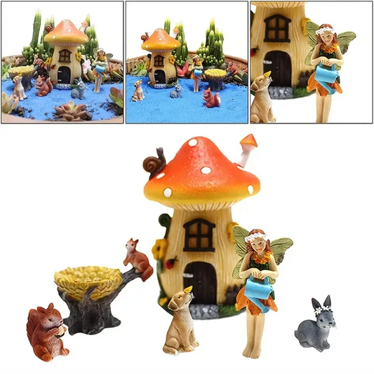 6 Pcs Fairy Garden Accessories Outdoor Kit Miniature Figurines Gnomes Garden Decorations, Fairy Village Mini Fairy Figurines