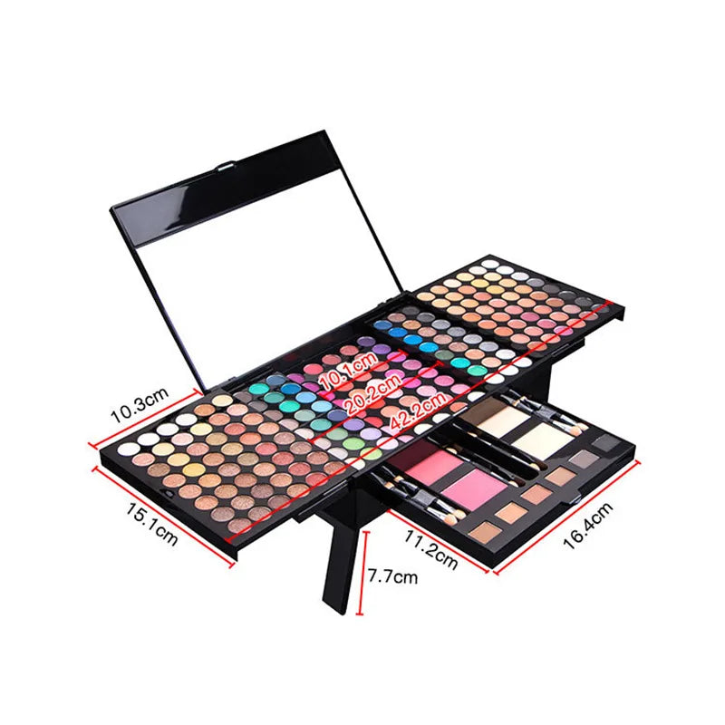 74-194 Colors Eyeshadow Makeup Palette Rainbow Color Tone Contouring Shadow Powder And Eyebrow Powder All In One Makeup Box Set