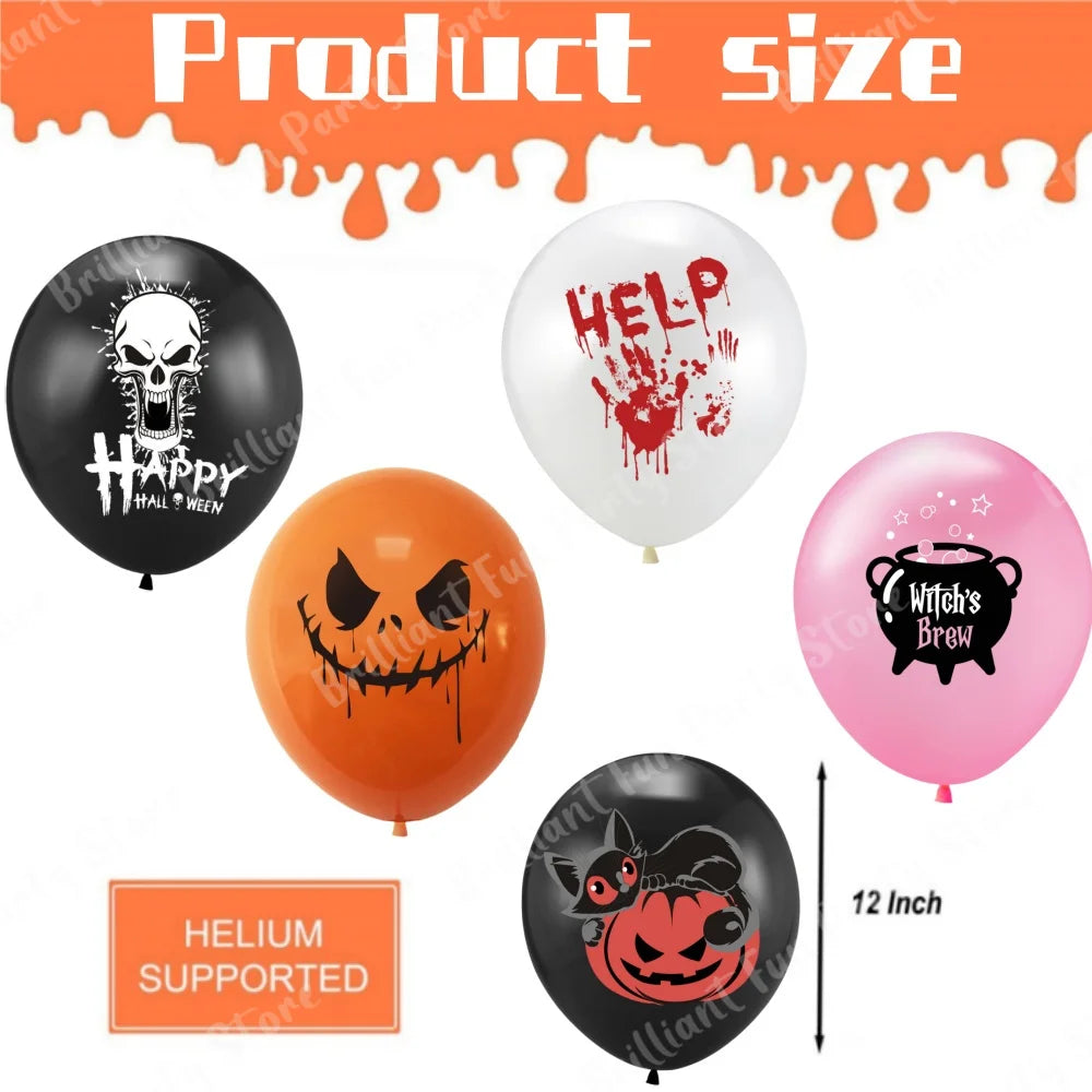 Halloween Balloons 12 Inch Black Orange White Pink Latex Balloon for Halloween Holiday Events Party Favors Supplies Decoration