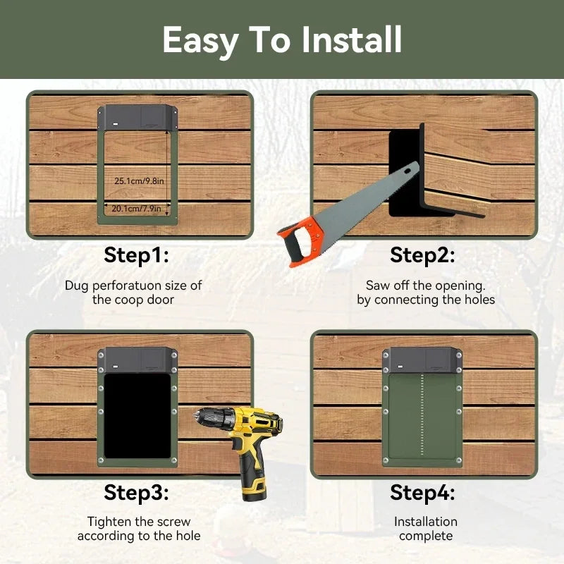 Automatic Chicken Coop Door Chicken Automatic Door Light Sensing Auto Chicken Door Opener Chickens Supplies Battery Powered