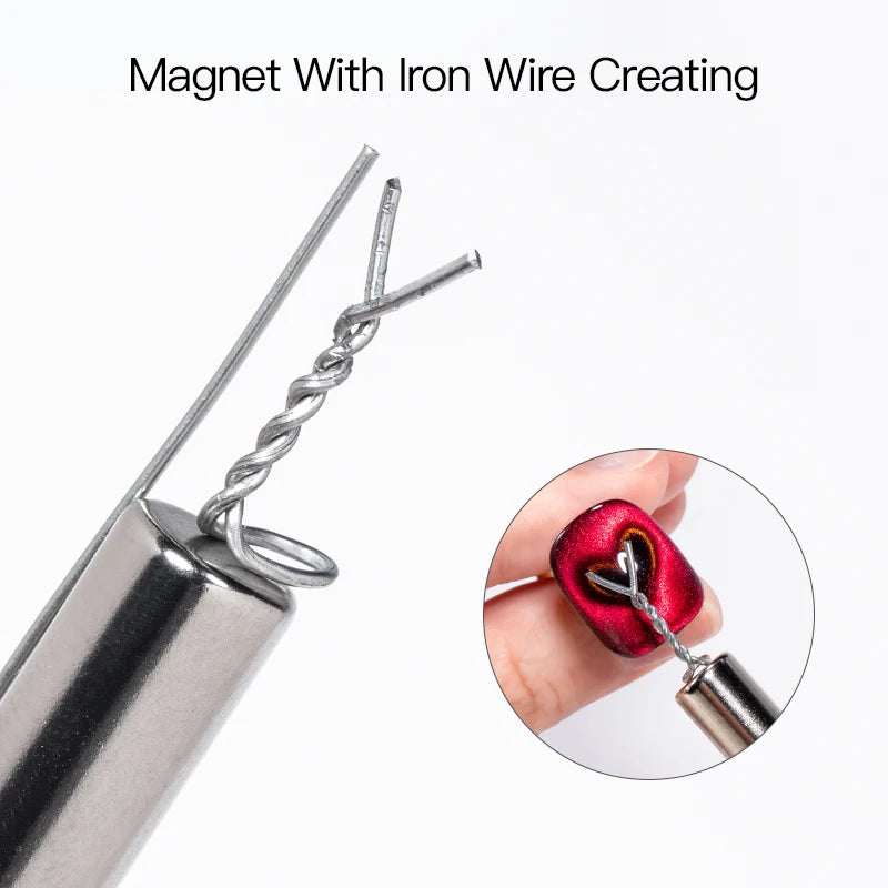 Cat Nail Magnet Stick With Flexible Iron Wire For Creating Heart & Ingot Shapes On Nails Nail Art Accessories Tools Stick Kit