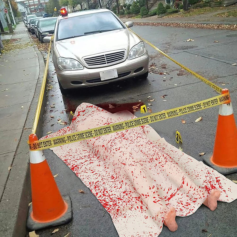 Halloween Dead Victim Props Thick Cloth With Blood Prints Fake Corpse Crime Scene Decoration Scary Fake Corpse For Haunted House